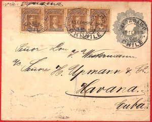 aa2621 - CHILE - POSTAL HISTORY - STATIONERY COVER to HAVANA  1910