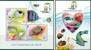 Exotic Fishes Marine Fauna Madagascar MNH stamp set ODD SHAPE