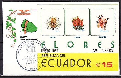 Ecuador, Scott cat. 1114. Indigenous Flowers s/sheet. First day cover. ^