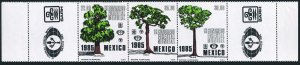 Mexico 1390-1392a strip,MNH.Michel 1936-1938. World Forestry Congress,1985.