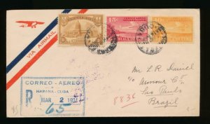 CUBA (US) 1931 FIRST FLIGHT COVER TO SAO PAULO BRAZIL