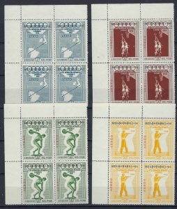 Peru C78;C79-81 MNH 1948 stamps overprinted 1956; see note in Scott; blocks o...