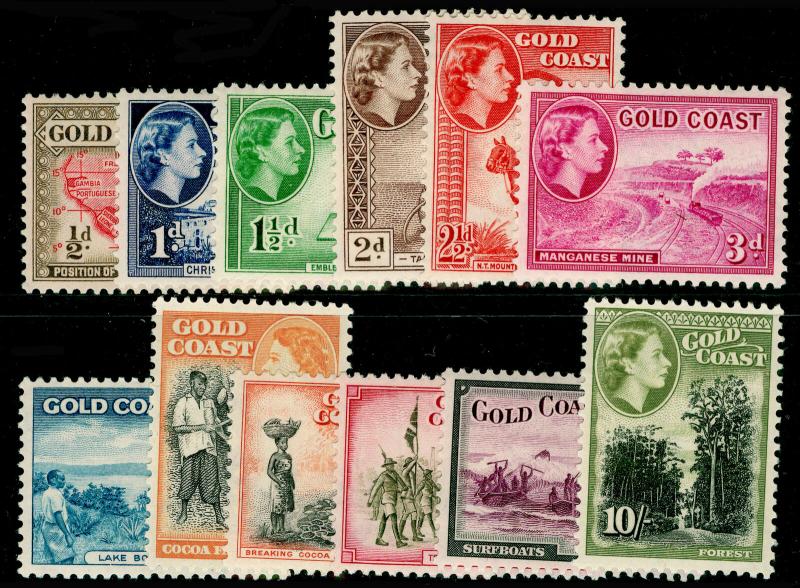 GOLD COAST SG153-164, 1952-54 COMPLETE SET, LH MINT. Cat £70.