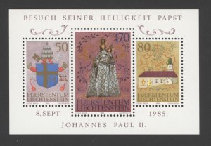 1985 LIECHTENSTEIN Scott 816 Papal Visit John Paul II S/S MNH