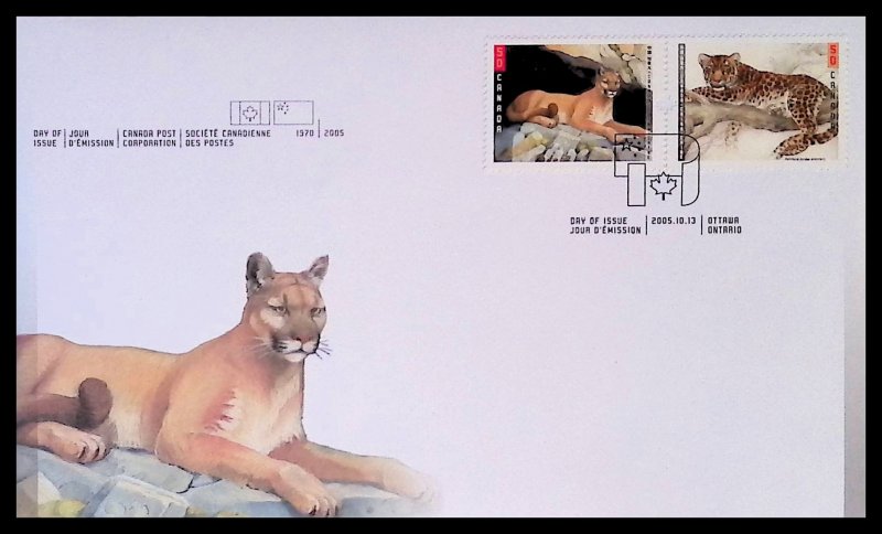 CANADA Sc#2122-2123 Cougar and Leopard Canada-China Joint Issue (2005) FDC