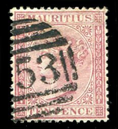 Mauritius #42 (SG 67) Cat£55, 1872 10p claret, used