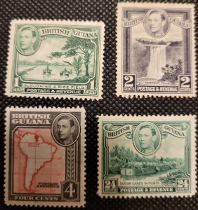 British Guiana, 1939-52,  set of #230-34,George VI +local scenes, MH, SCV$4.30