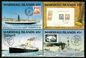 Marshall Islands 1989 - Postal Service History - Block of 4 - Scott 229a - MNH