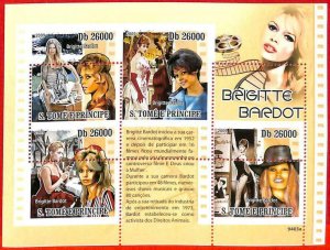 A3327- SAO TOME & PRINCIPE ERROR MISPERF Miniature sheet: 2009 B. Bardot, Cinema