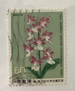 Japan 1987 Scott 1731 used - 60y, flowers,  International Orchid Conference