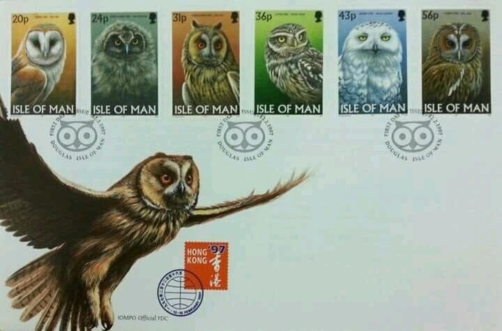 Isle Of Man Owls 1997 Birds Of Prey Wildlife Animal Snowy (stamp FDC)