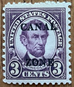 Canal Zone #102 *MH* Single PM Overprint Abraham Lincoln L48