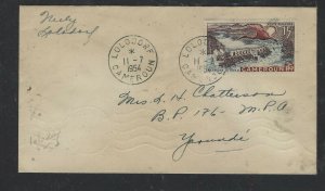 CAMEROONS COVER  (P2403BB) 1954  15F DAM A/M  LOLODORF COVER TO  YAOUNDE 