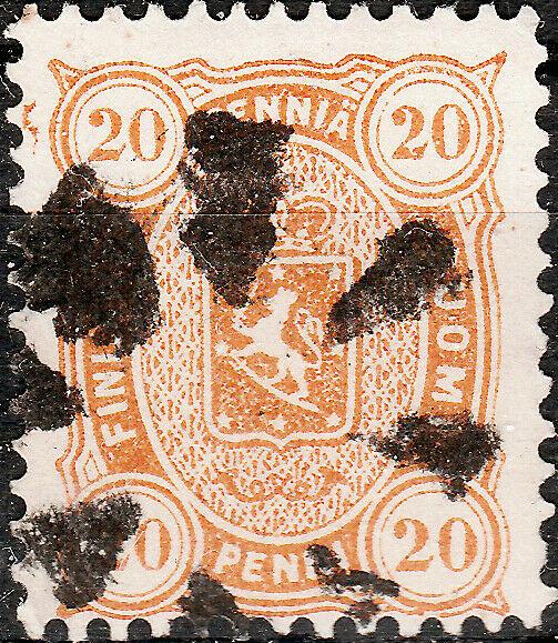 FINLAND ca.1885 Mi22 20p orange with FIGURE CANCEL #435 (ABO) Figurenstempel