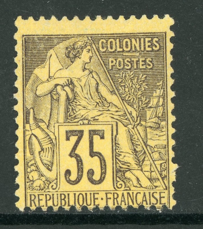 France Colonies 1881 Peace & Commerce 35¢ Violet Blk/Yellow Sc# 56a Mint D677