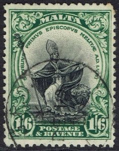 MALTA 1930 PICTORIAL 1/6 INSCRIBED POSTAGE AND REVENUE USED