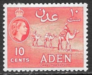 ADEN 1953-59 10c Vermilion Camel Transport Pictorial Sc 49a MH