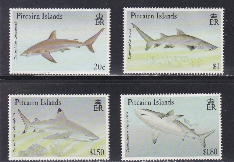 Pitcairn Islands # 367-370, Sharks, Mint NH, 1/2 Cat.