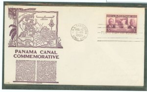 US 856 1939 3c 25th Anniversary of the Panama Canal (single) on an unaddressed FDC and an Anderson cachet + a USS Charleston can