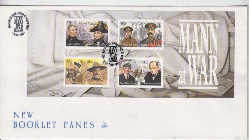 Isle of Man -  2000  Mann at War Miniature Sheet Booklet Pane  on FDC