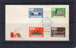 Uruguay 1974 Sc#Q105/Q108 Transport/Steam Engine/Plane Set (4) FDC