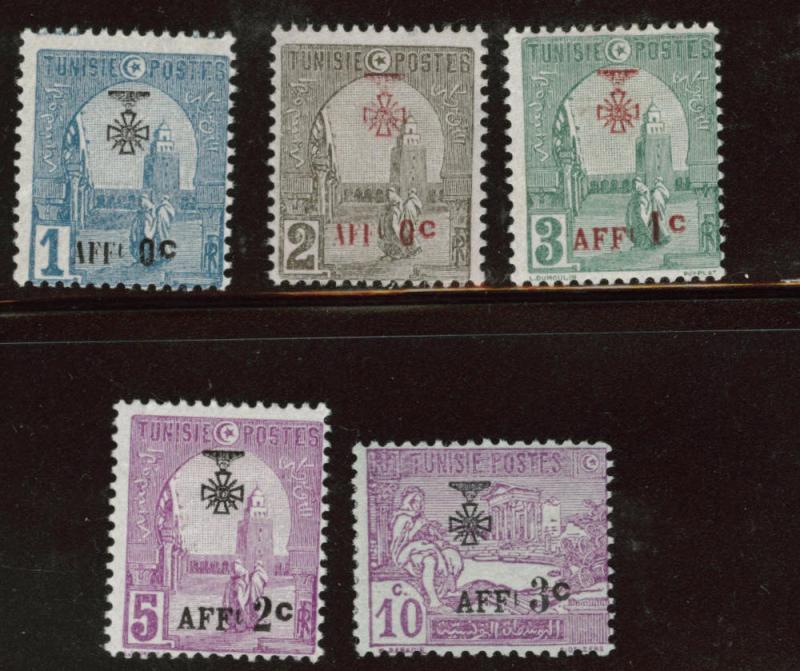 Tunis Tunisia Scott B20-24 MH* 1918 Semi-Postal short set