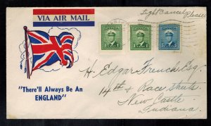 1945 Glenn Falls BC  Canada Patriotic cover to New Castle IN Always Be a England