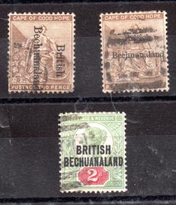 British Bechuanaland 2d overprints (3 different) used WS4321