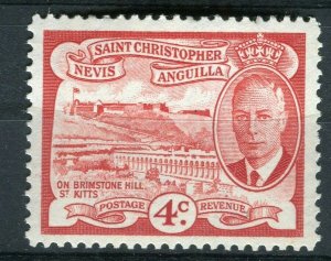 ST.KITTS NEVIS; 1950s early GVI issue fine Mint hinged 4c. value 