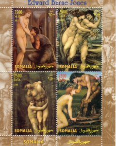 Somalia 2003 Sir Edward Burne-Jones Nudes Paintings Sheetlet #2  (4) MNH