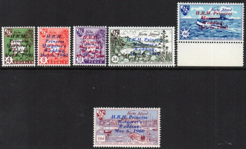 1960 Herm Island Bf 59/64 Mariage Royal non Montés Excellent État Set 6 Valeurs