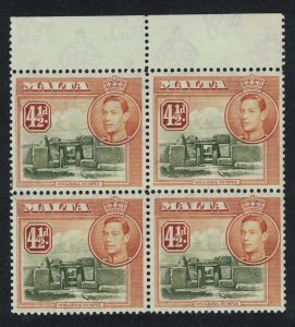 Malta Ruins at Mnajdra 4½d olive and brown Block of 4 1938 MNH SG#224