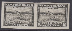 SG 215a Newfoundland 1932. 10c black-brown imperf pair. Fine mounted mint...