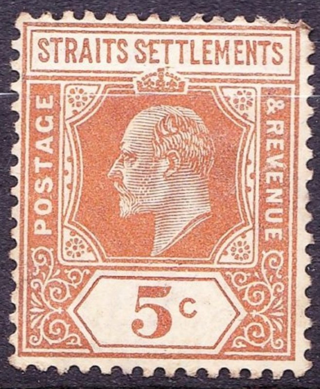 MALAYA STRAITS SETTLEMENTS 1909 KEDVII 5c Orange SG157 MH