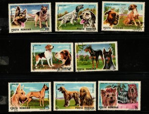 ROMANIA Scott 3610-3617 Used Dog Shop set 1990 favor canceled