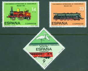 SPAIN Scott  2298-2300 MNH** 1982 Railway Congress Malaga set