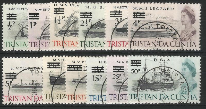 Tristan De Cunha SG137/48 1971 Decimal Currency Overprint Set Superb Used CDS