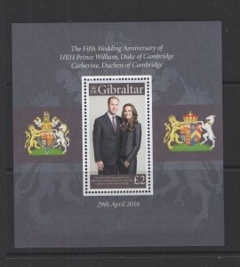 Gibraltar #1558 (2016 Duke and Duchess of Cambridge sheet) VFMNH CV $5.75