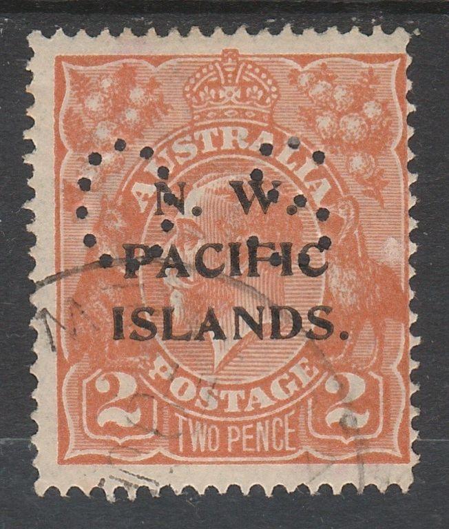 NWPI NEW GUINEA 1919 KGV OS 2D ORANGE USED 