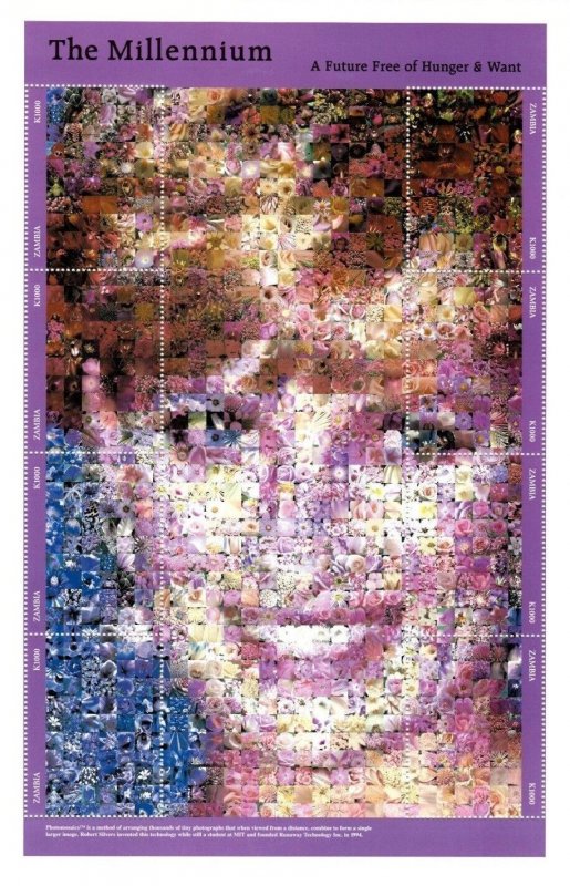 Zambia 2000- The Millennium Diana Photomosaic - Sheet of 8 - Scott 855 - MNH