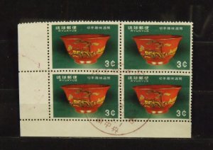 15221   RYUKYU ISLANDS   Used # 112      Block of 4                CV$ 10.00