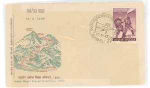 India 404 1965 Indian Mount Everest Expedition; First day cover Bombay cancel