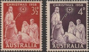 Australia 1958 Sc#312-313 Magi & Star Nativity Unused-F-VF-OG-H.