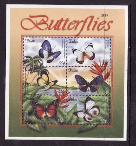 Palau-Sc#598- id7-unused NH sheet-Insects-Butterflies-2000-