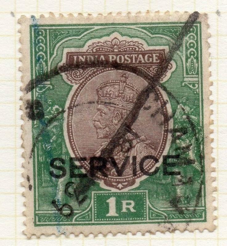 India GV 1920s Early Issue Fine Used 1R. Optd Service 189842