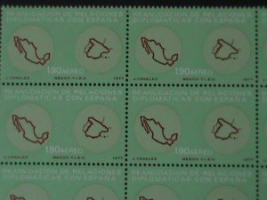 MEXICO-1977 SC#C538 MAP OF SPAIN AND MEXICO-MNH- BLOCK- VERY FINE-LAST ONE