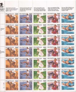 US Stamp -1990 American Olympians - 35 Stamp Sheet - Scott #2496-2500