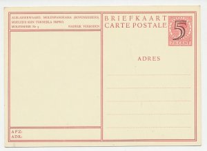 Postal stationery Netherlands 1946 Windmill - Alblasserwaard