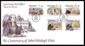 Guernsey John Wesley's Visit to Guernsey FDC SG#410-414