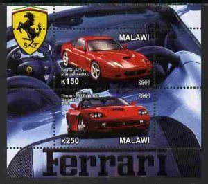 MALAWI - 2011 - Ferrari Cars #1 - Perf 2v Sheet - MNH - Private Issue